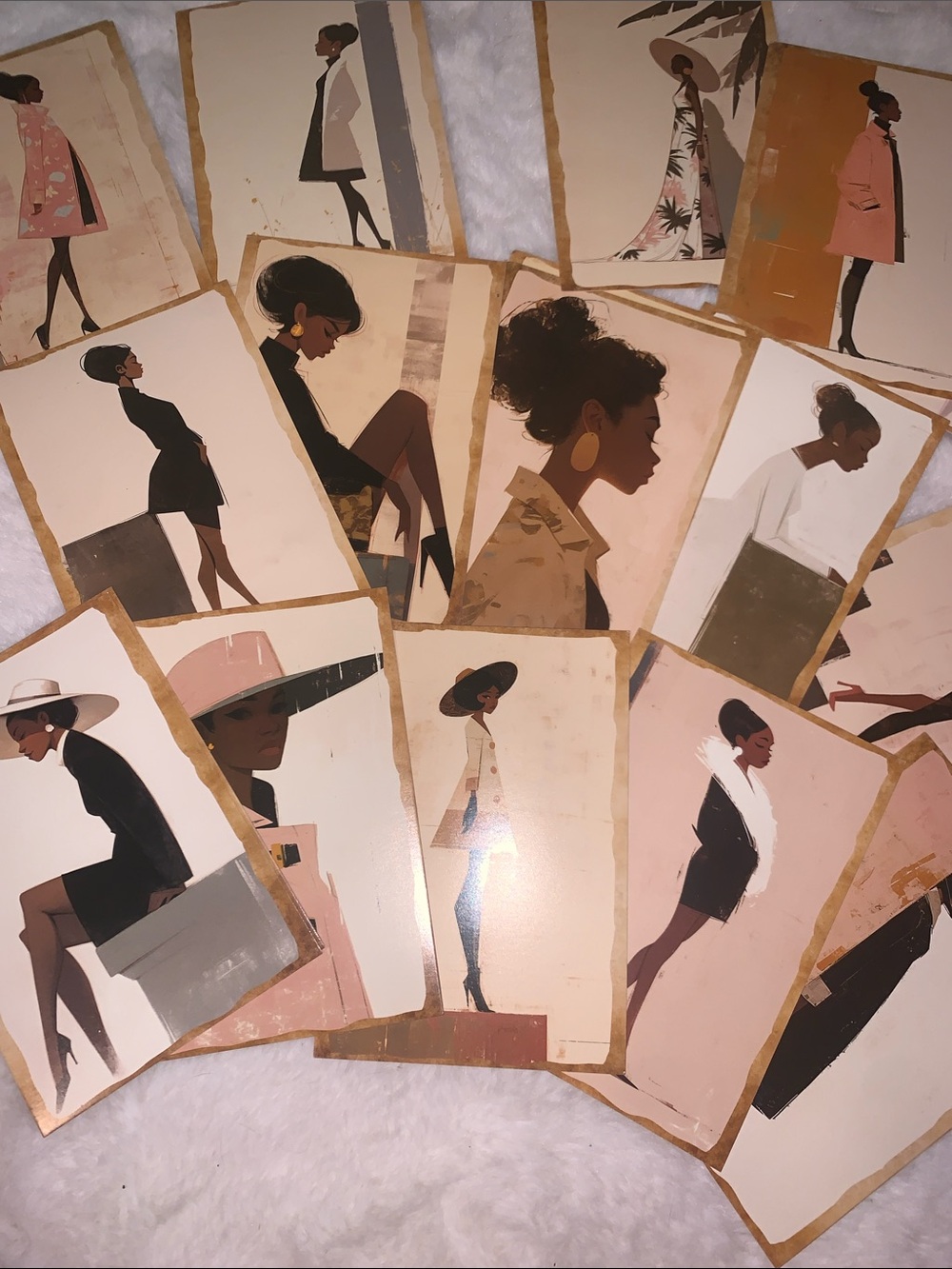 Vintage Chic Fashion Illustration Prints - Neutral & Blush Tones